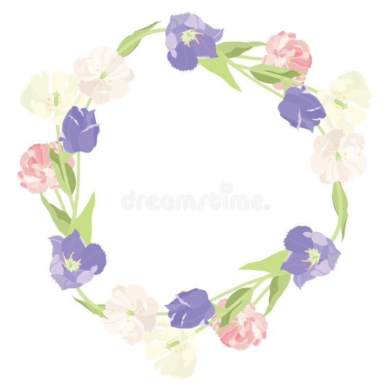 Een overweldigende kroon van roze en lilac tulpen isoleerde voorwerp stock illustratie Een overweldigende kroon van roze en lilac tulpen isoleerde voorwerp stock illustratie