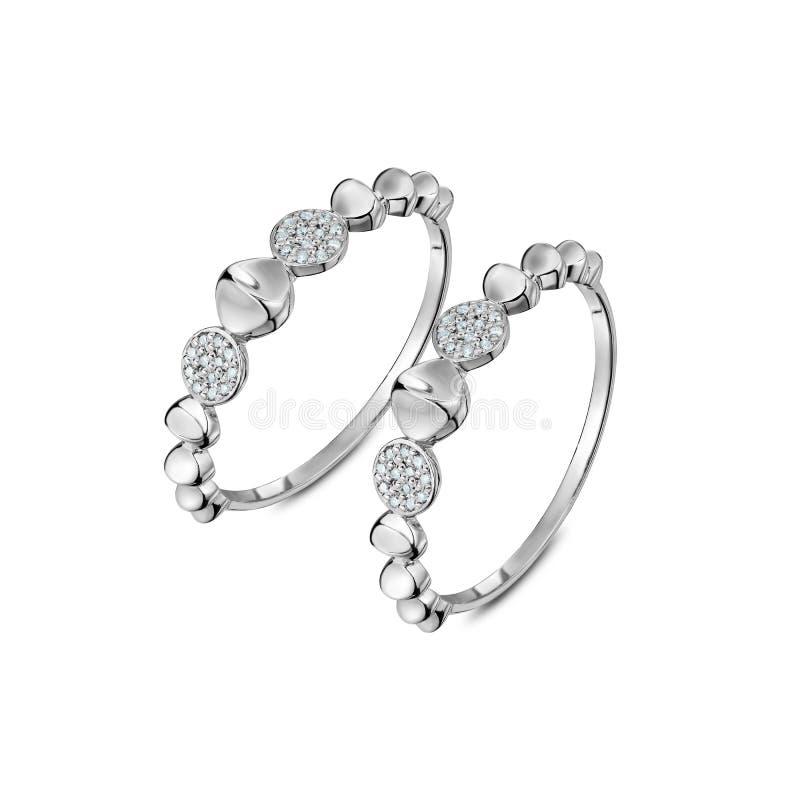 Een paar ringen van het luxewitgoud met diamanten stock foto Een paar ringen van het luxewitgoud met diamanten stock foto
