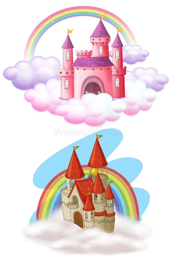 Een Reeks van Mooi Sprookjekasteel vector illustratie Een Reeks van Mooi Sprookjekasteel vector illustratie