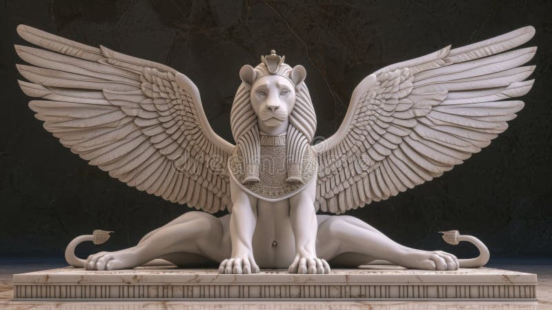 A regal lionlike angel with majestic wings and a commanding presence representing the leadership and guidance of angels in Egyptian mythology. AI generated. A regal lionlike angel with majestic wings and a commanding presence representing the leadership and guidance of angels in Egyptian mythology. AI generated