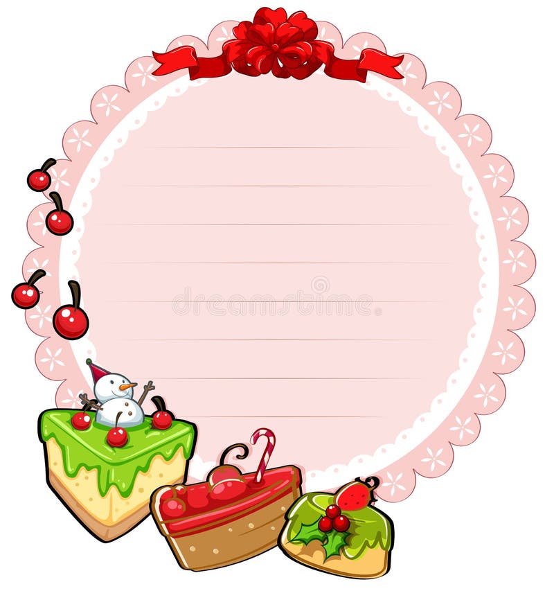 Een rond malplaatje van de Kerstmiskaart met cakes vector illustratie Een rond malplaatje van de Kerstmiskaart met cakes vector illustratie