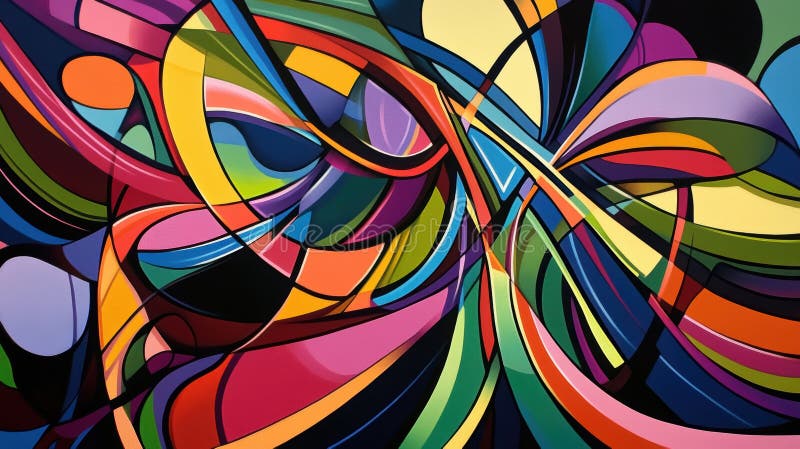 Een schilderij van een kleurrijk abstract ontwerp royalty-vrije illustratie