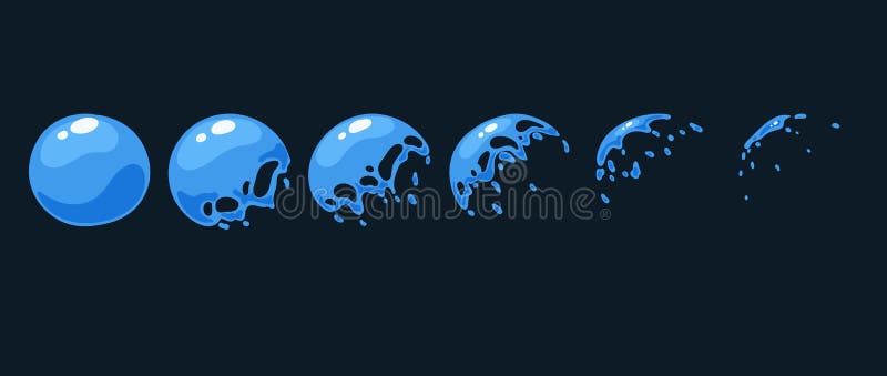 Een SPRITE-blad, een waterval, een plons, een bel Animatie voor een spel of een beeldverhaal stock illustratie Een SPRITE-blad, een waterval, een plons, een bel Animatie voor een spel of een beeldverhaal stock illustratie