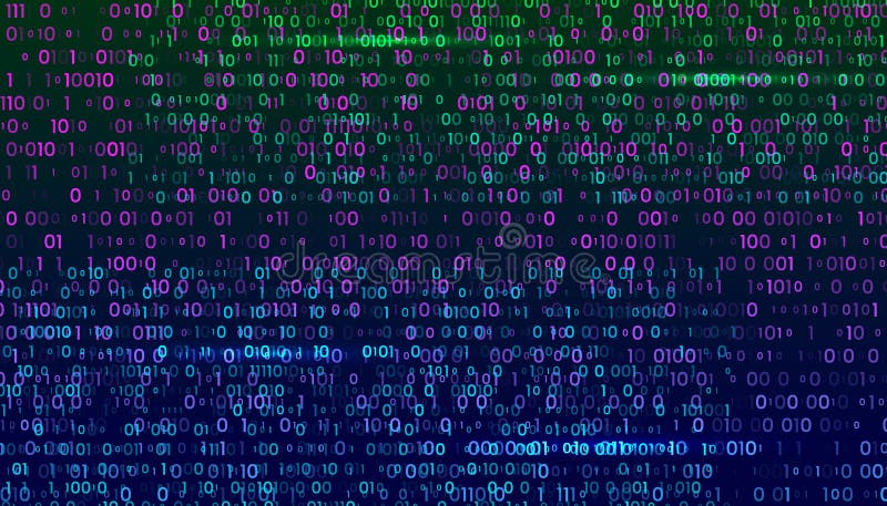 Een stroom van binaire matrijscode op het scherm. nummers van de computermatrix. Het concept coderingshacker of mijnbouw van royalty-vrije illustratie