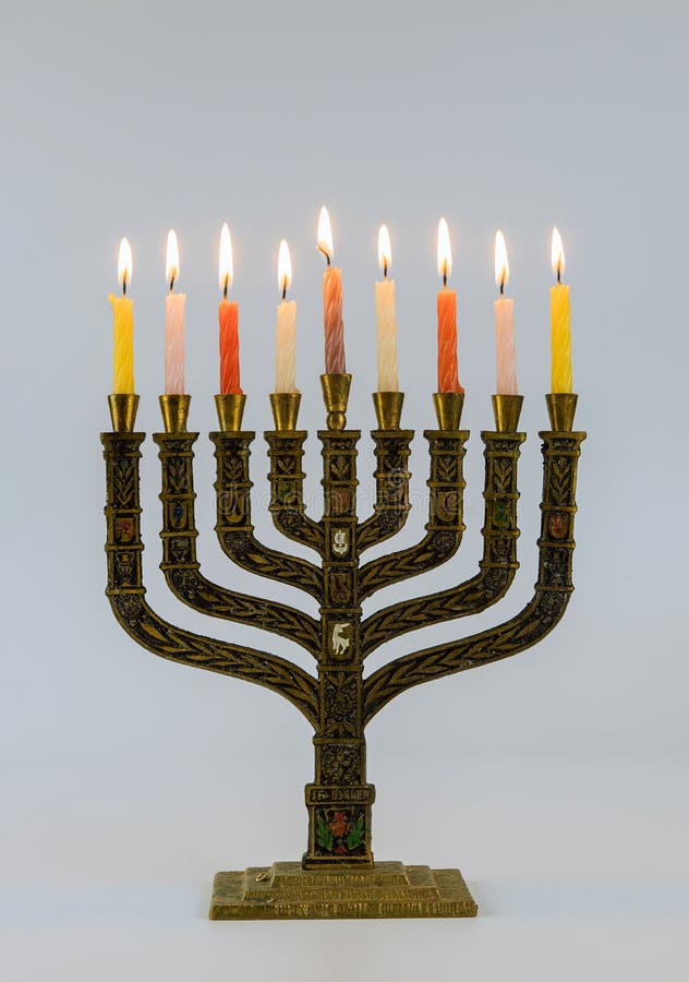 De God Van De Joden Hanukkah Menorah-symbool Voor De Traditionele Feestdagen Van Het