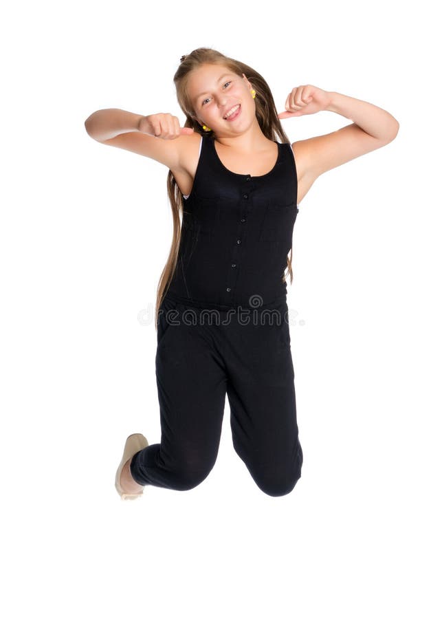 Een tiener springt stock foto's Een tiener springt stock foto's