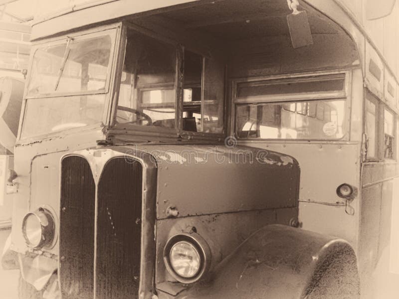 Een Uitstekende Buscabine in Zwart-wit royalty-vrije stock foto