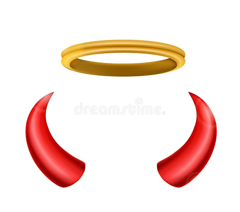 Illustration of An angel halo and devil horns isolated for you design. Illustration of An angel halo and devil horns isolated for you design