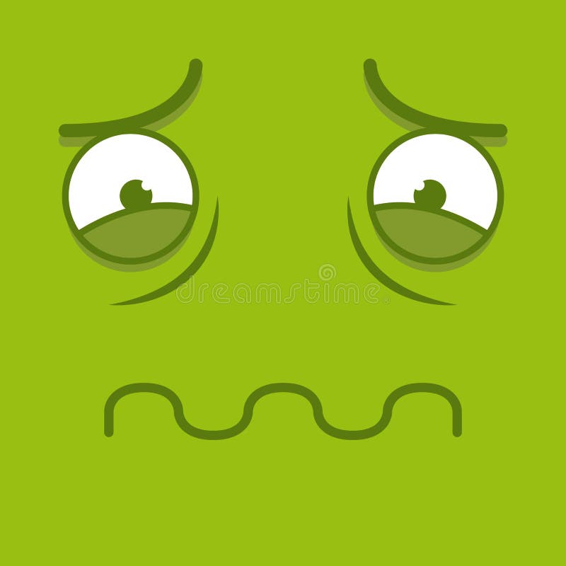 Een Vector Leuk Beeldverhaal Groen Ziek Gezicht royalty-vrije illustratie Een Vector Leuk Beeldverhaal Groen Ziek Gezicht royalty-vrije illustratie