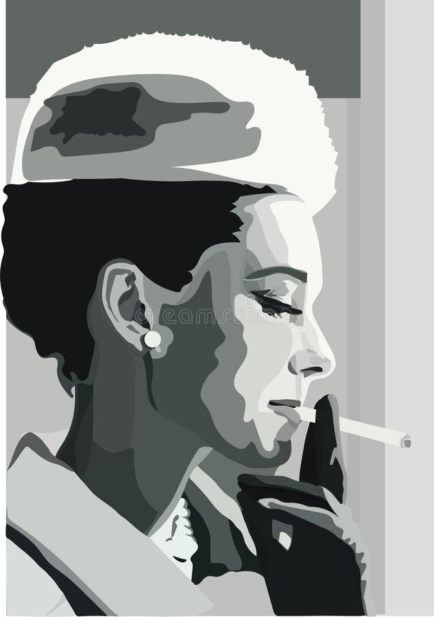 Een zeer elegante vrouw met sigaret vector illustratie Een zeer elegante vrouw met sigaret vector illustratie