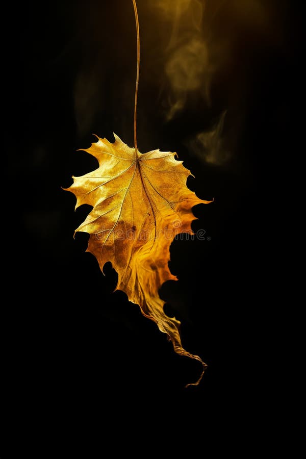 Eengele bladeren op zwarte achtergrond royalty-vrije illustratie