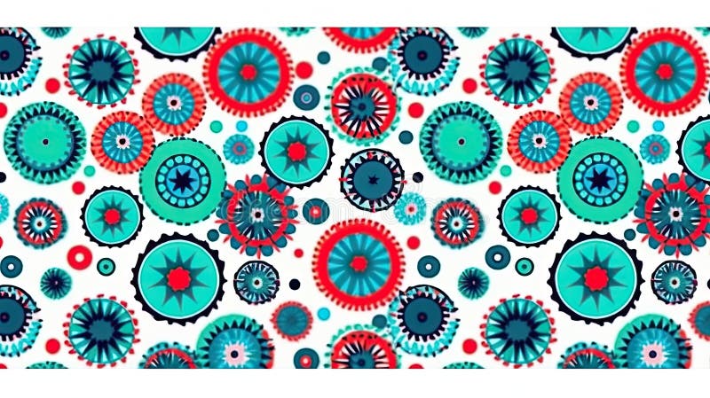 Simple Christmas seamless pattern with geometric motifs. Snowflakes and circles with various decorations. Retro-style textiles. Created by AI. Simple Christmas seamless pattern with geometric motifs. Snowflakes and circles with various decorations. Retro-style textiles. Created by AI