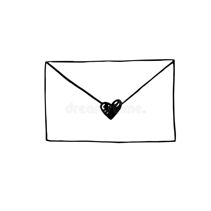 Eenvoudig Overzicht Tekening Van Een Liefdesbrief. Met De Hand. Ontwerp Element Voor De Dag Van De Verjaardag Van De Verjaardag Va Illustratie - Illustration of zwart, 205949927