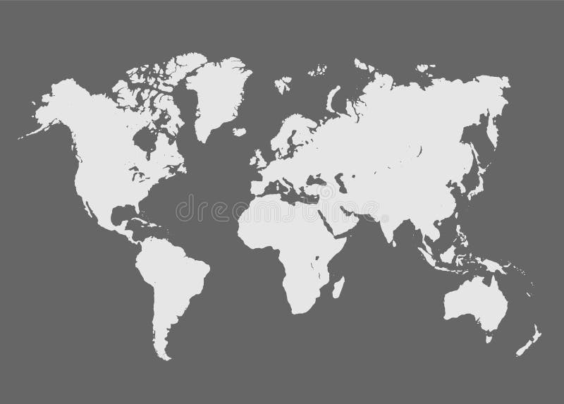 Eenvoudige blanco vectorwereldkaart Standaardstijl, eenvoudig leeg stock illustratie Eenvoudige blanco vectorwereldkaart Standaardstijl, eenvoudig leeg stock illustratie