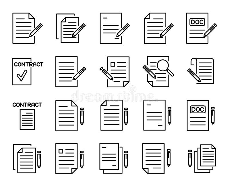 Eenvoudige inzameling van contract verwante lijnpictogrammen