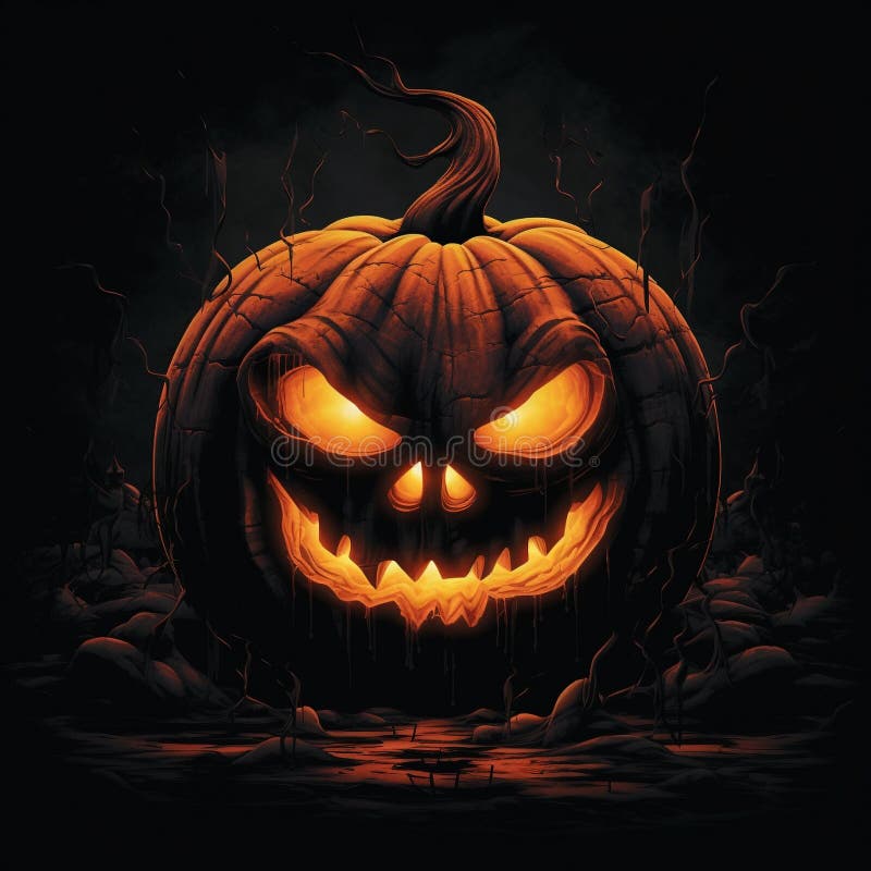 Eerie Jack-o&#x27;-lantern in Abstract Minimalism Art Style