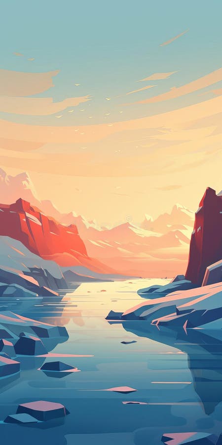 Eerily Realistic Glacier Masterpiece In Bantry Bay Style royalty free illustration