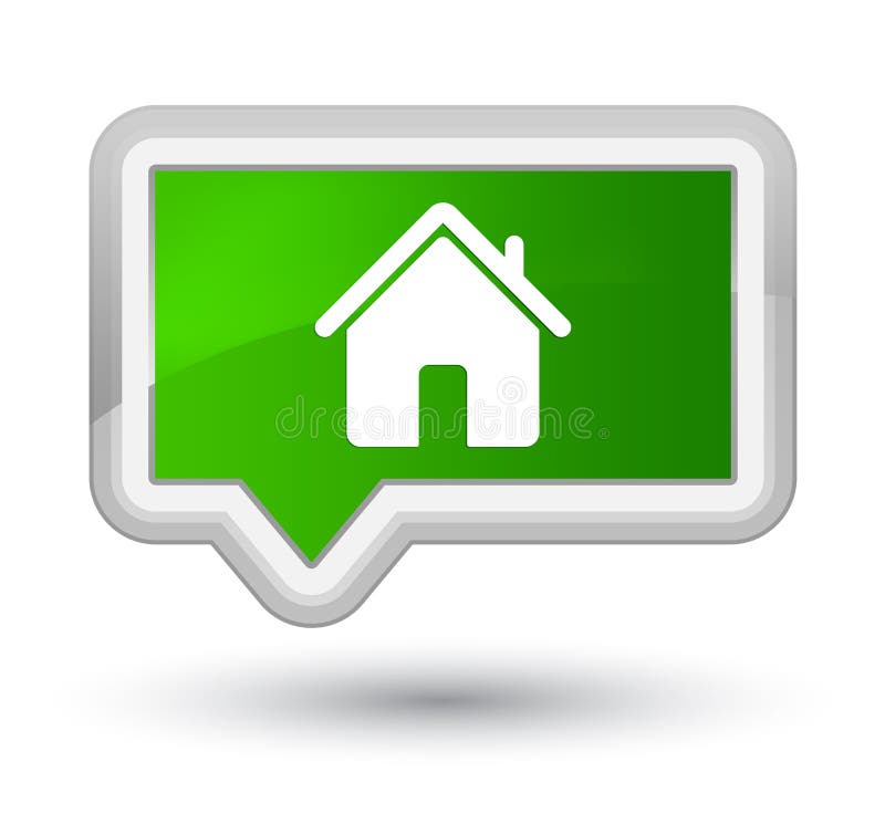 Eerste groene de bannerknoop van het huispictogram royalty-vrije illustratie Eerste groene de bannerknoop van het huispictogram royalty-vrije illustratie