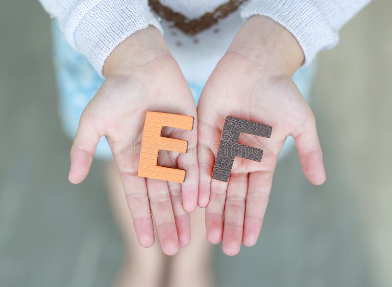 Ef Executive Functions Sponge Text On Child Hands Education And Development Concept Stock Photo Image Of Alphabet Cute 156590276