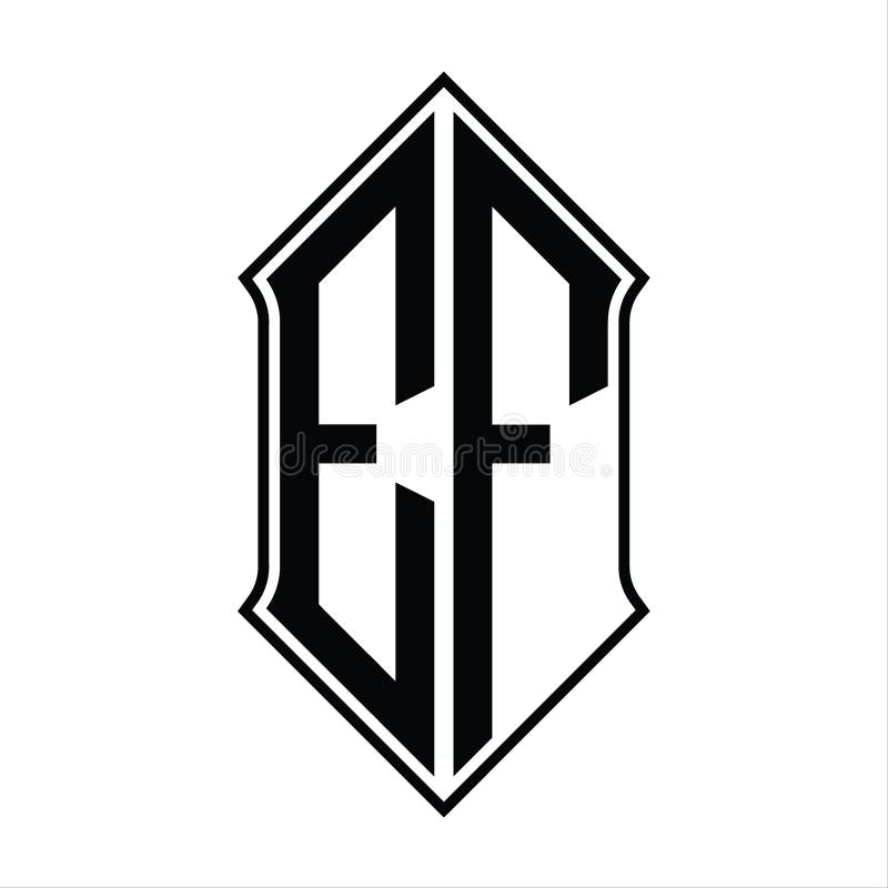 EF Logo Monogram with Shieldshape and Outline Design Template Vector ...