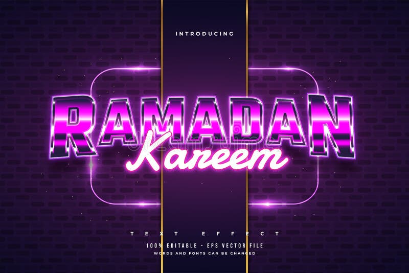 Efect colorat asupra textului din Kareem în stil retro și modern, cu efect lucios și neon royalty free illustration