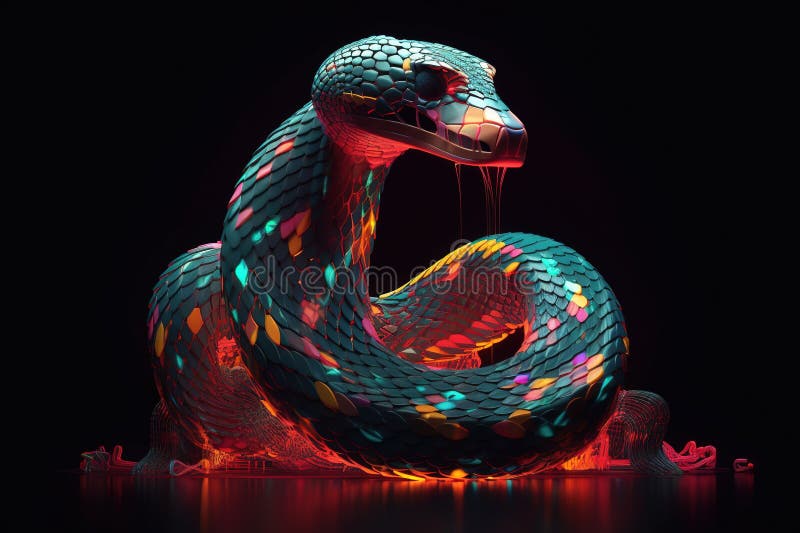Efect generat de un șarpe 3d cu fața frontală cu unghi de înclinare redus vector illustration