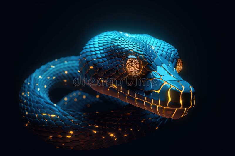 Efect generat de un șarpe 3d cu fața frontală cu unghi de înclinare redus vector illustration