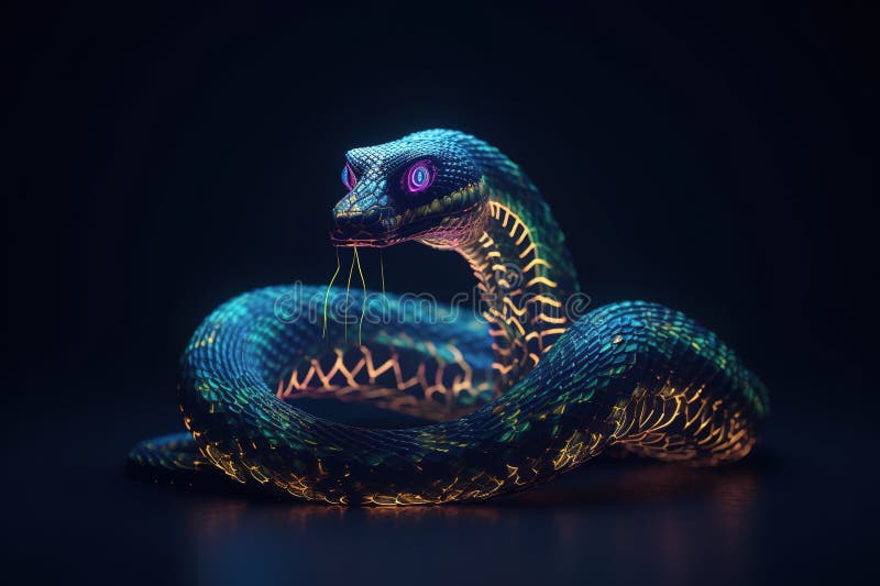 Efect generat de un șarpe 3d cu fața frontală cu unghi de înclinare redus stock illustration