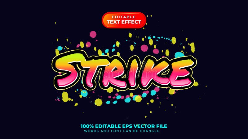 Efect text de grevă graffiti efect de vizualizare text editabil vector illustration