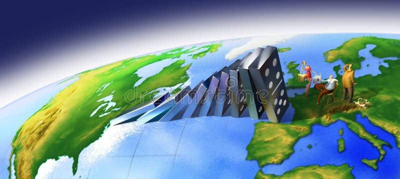 Efecto de dominó global ilustración del vector Efecto de dominó global ilustración del vector