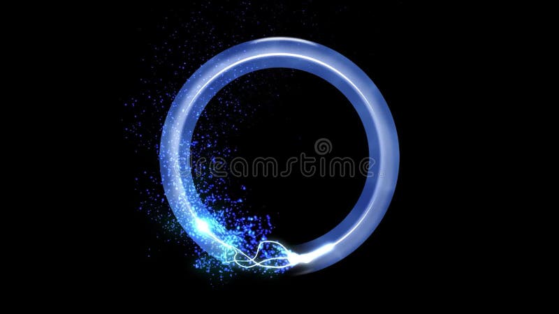 Efecto de partículas de marco circular con color azul brillante. partículas parpadeantes de fondo abstracto con efecto bokel.