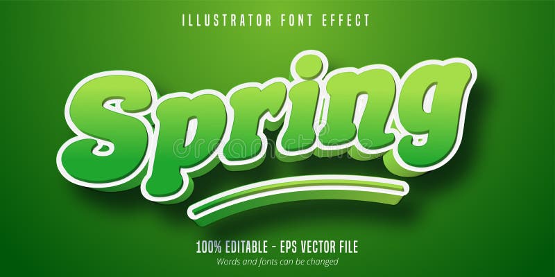 Efecto de texto primavera estilo de fuente editable verde