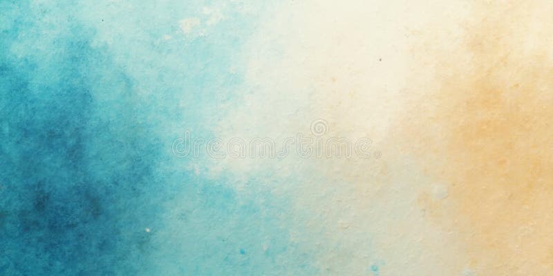 Efecto de textura de manchas de pintura cian y vainilla con mezcla de degradado de azul y beige de tez creando fondo sereno. Fondo de textura abstracto de los trazos de pintura cyan y vainilla efecto de textura con mezcla de degradado de color azul y beige creador de fondo sereno