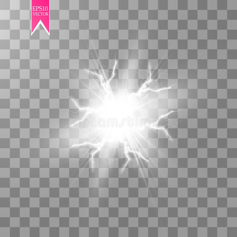 Efecto luminoso especial de la energía de la explosión abstracta blanca del choque con la chispa Racimo del relámpago del poder d libre illustration