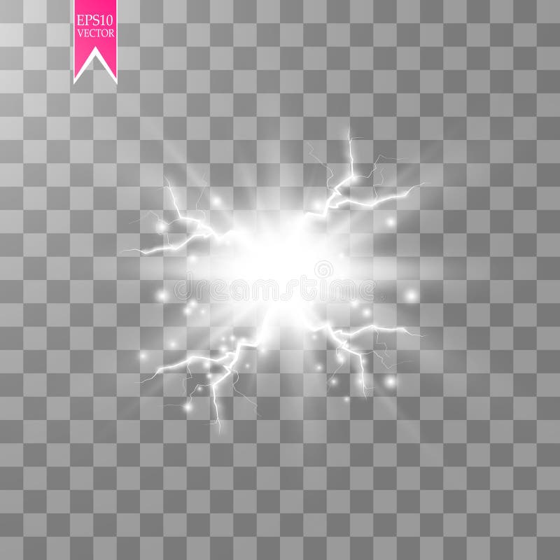Efecto luminoso especial de la energía de la explosión abstracta blanca del choque con la chispa Racimo del relámpago del poder d ilustración del vector
