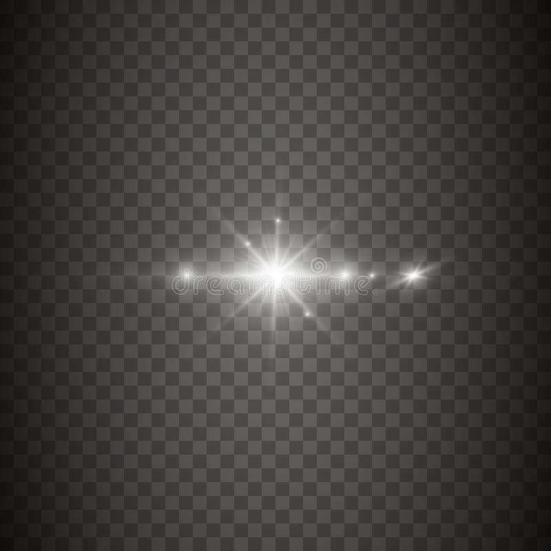 Efecto luminoso que brilla intensamente, llamarada, explosión y estrellas brillantes stock de ilustración Efecto luminoso que brilla intensamente, llamarada, explosión y estrellas brillantes stock de ilustración