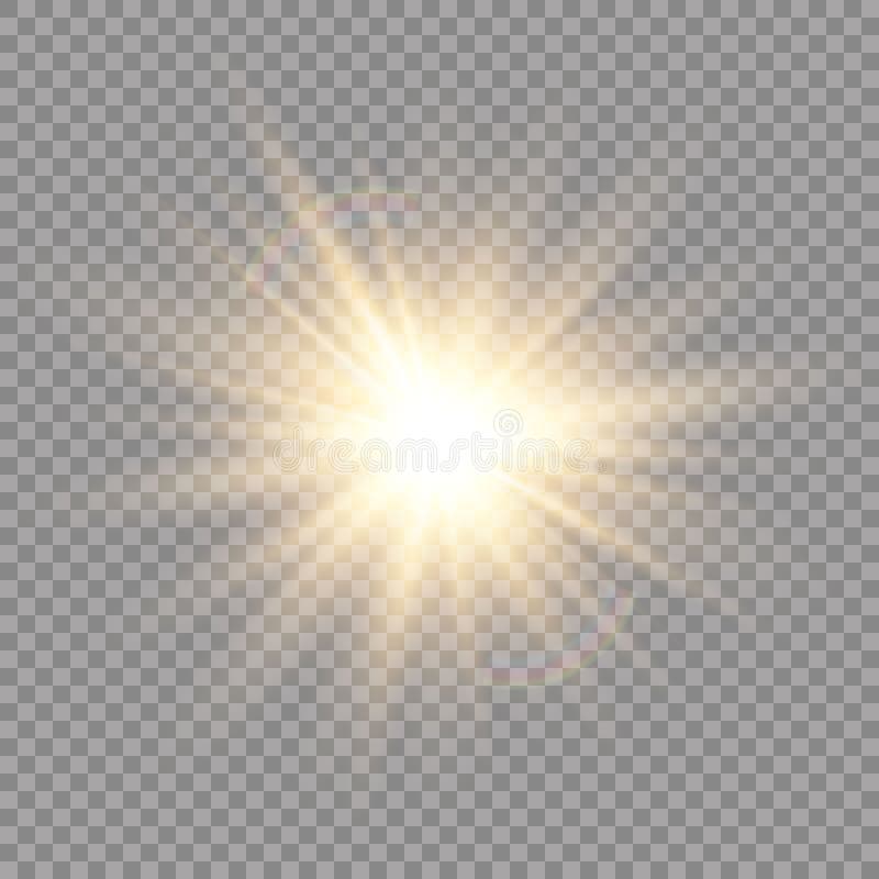 Efeito da luz do fulgor Explosão da estrela com Sparkles Sun Ilustração do vetor ilustração royalty free Efeito da luz do fulgor Explosão da estrela com Sparkles Sun Ilustração do vetor ilustração royalty free