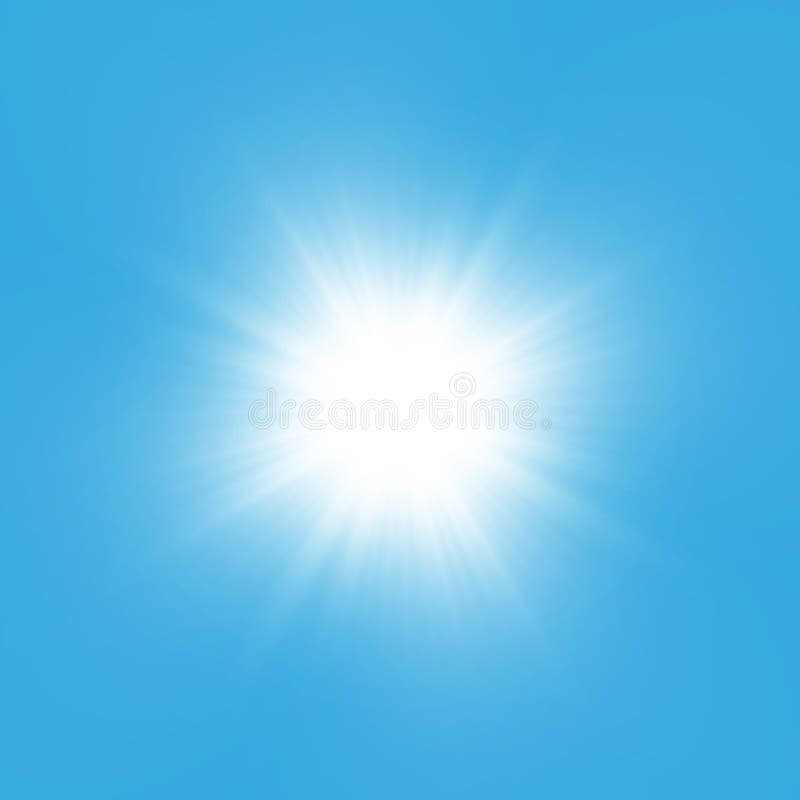 Efeito da luz do fulgor Starburst com sparkles no fundo azul Ilustração do vetor Sun ilustração royalty free Efeito da luz do fulgor Starburst com sparkles no fundo azul Ilustração do vetor Sun ilustração royalty free