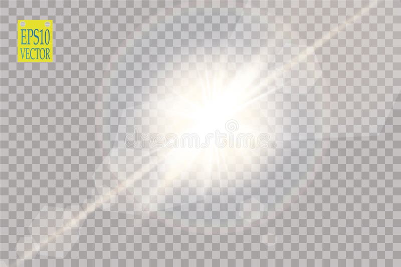 Efeito da luz especial do alargamento da lente da luz solar transparente do vetor Flash de Sun com raios e projetor ilustração royalty free Efeito da luz especial do alargamento da lente da luz solar transparente do vetor Flash de Sun com raios e projetor ilustração royalty free