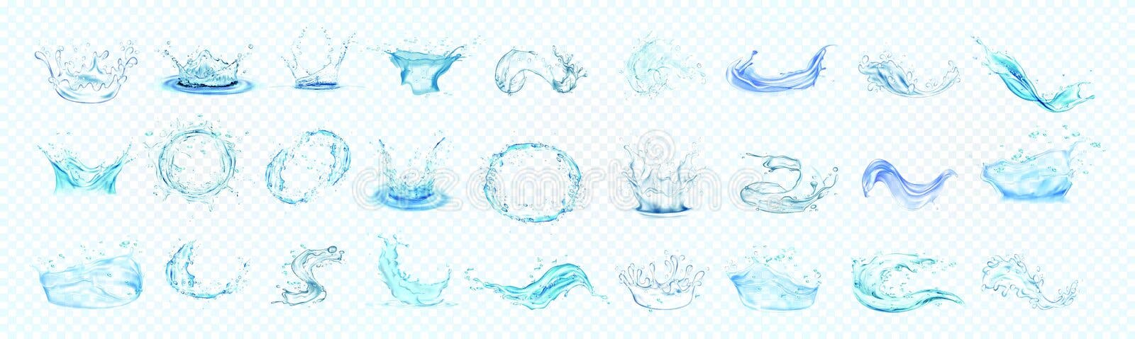 Efeito de abertura de água sobre fundo transparente com ondulação e reflexão. ilustração realista do vetor. Efeito de abertura de água sobre fundo transparente com ondulação e reflexão. ilustração realista do vetor.