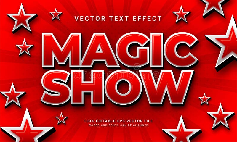 Efeito de estilo de texto 3d do show mágico