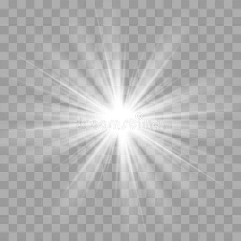 Light effect vector rays flash radiance of star or sun white glow shine explosion. Light effect vector rays flash radiance of star or sun white glow shine explosion