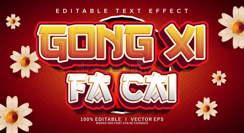 Edytowalny efekt tekstowy gong xi fa cai z nowoczesnym stylem