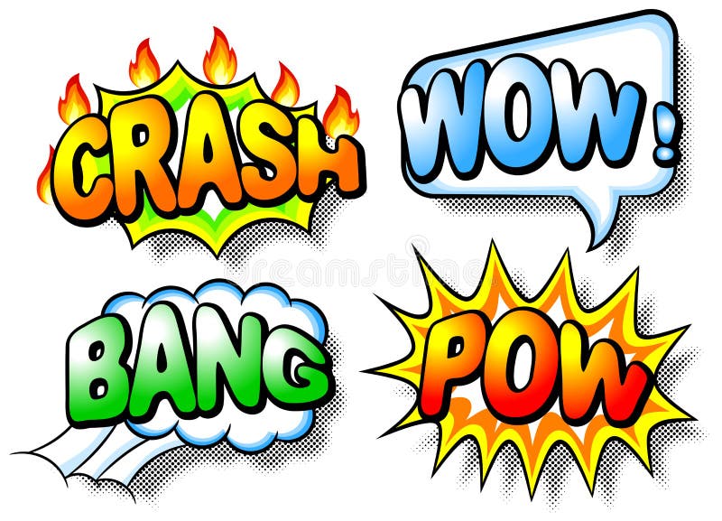 Download Effect Bubbles With Chrash, Wow, Bang And Pow Stock Vector - Illustration of illustration, cloud: 32674918