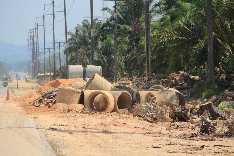 Effect of Environment from Road Construction. Stock Photo Image of