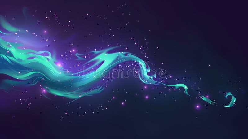 An effect of magic spells in neon green, isolated on a dark background. An energetic effect of witches with purple glow royalty free stock photography