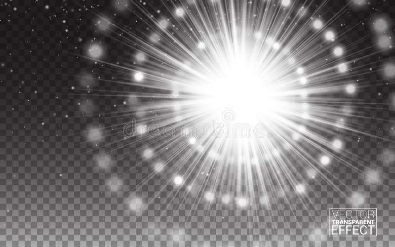 Effect White Rays Light Flare abstract illustration. Realistic Design Elements Isolated Transparent Background. Magic concept vector illustration Effect White Rays Light Flare abstract illustration. Realistic Design Elements Isolated Transparent Background. Magic concept vector illustration