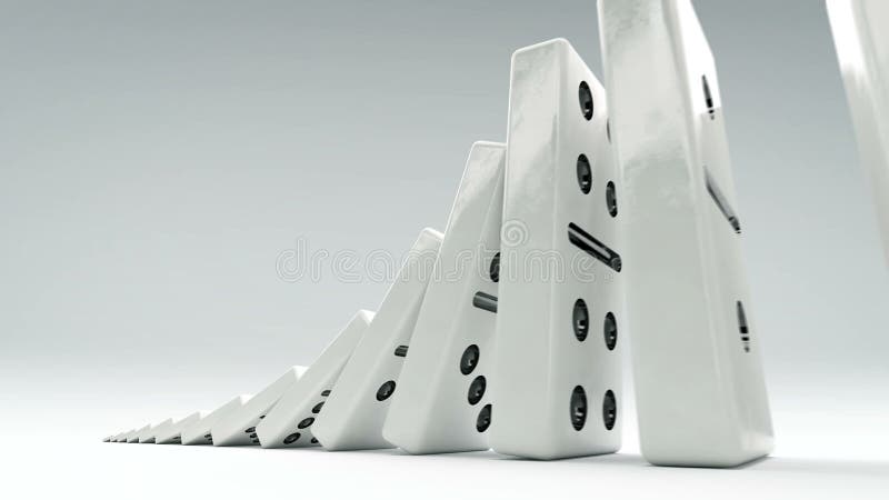 Effet de domino de peu à grand Une chaîne des dominos de la taille croissante