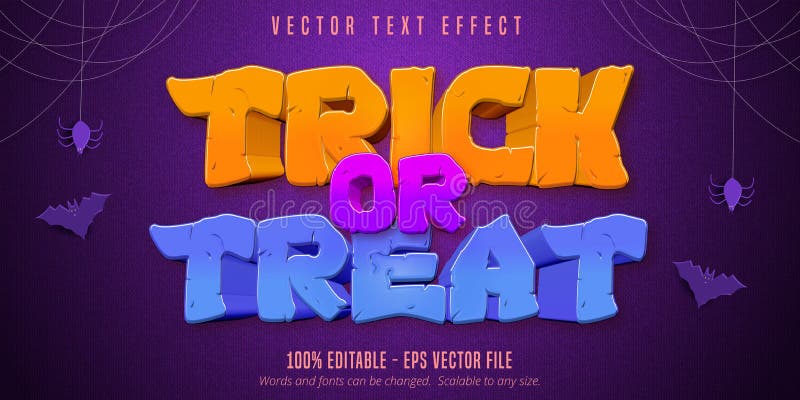 Effet modifiables de textes de style Halloween des textes des bonbons ou un sort sur le fond texturé pourpre illustration de vecteur