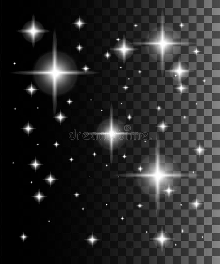 Effetto della luce di incandescenza Illustrazione di vettore Particelle scintillanti di stella della traccia bianca della polvere royalty illustrazione gratis Effetto della luce di incandescenza Illustrazione di vettore Particelle scintillanti di stella della traccia bianca della polvere royalty illustrazione gratis